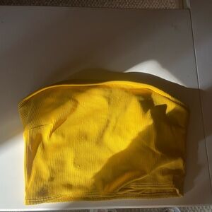 Bright Mustard Yellow Ribbed Bandeau Top Aerie